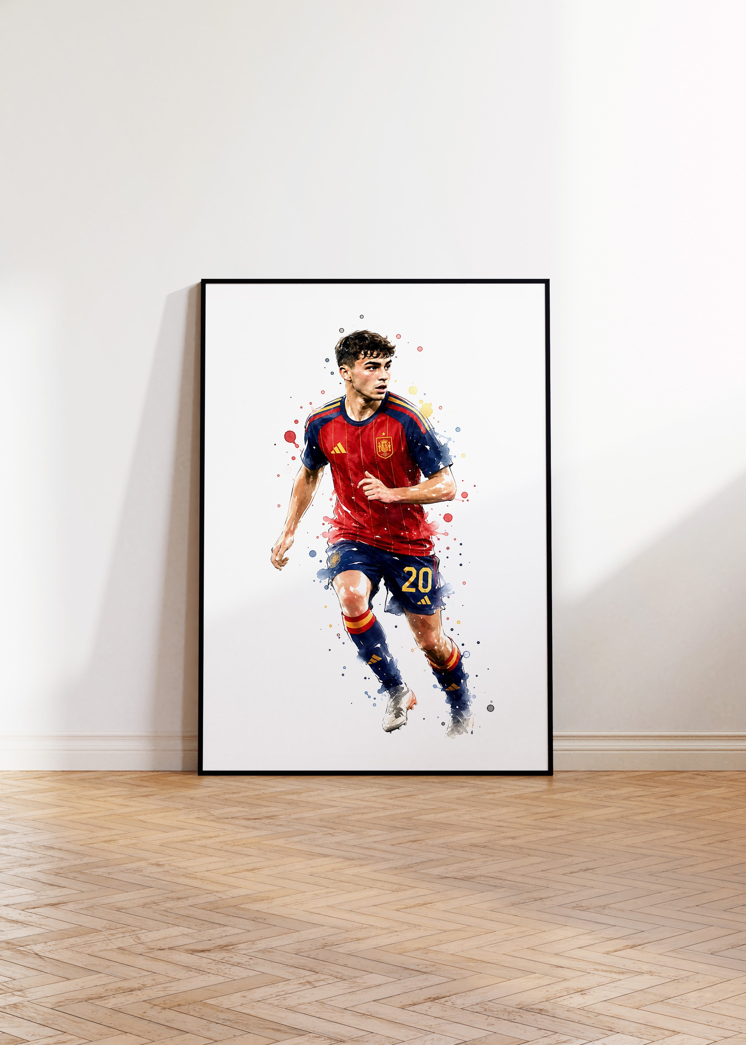 Spanien Fussball Poster · Geschenkidee · Aquarell Sport Wandbild · Deko Print ohne Rahmen