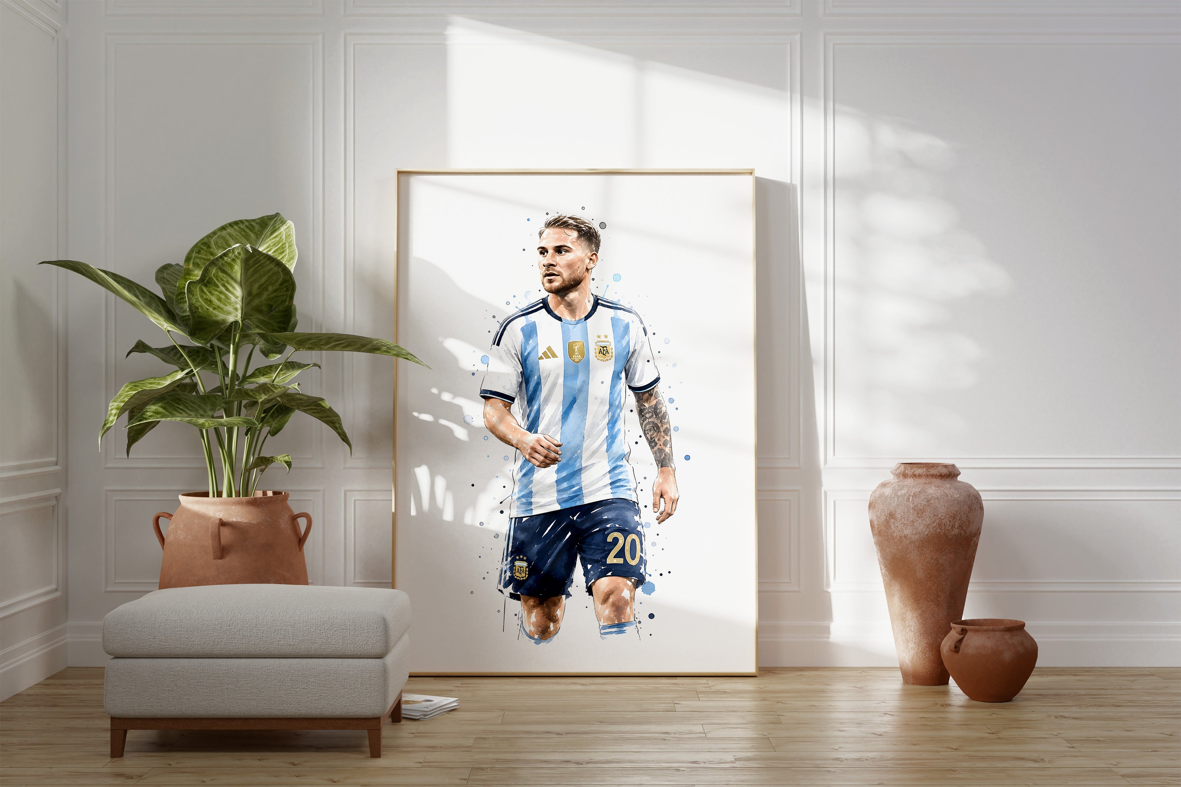 Argentinien Fußball Poster · Geschenkidee · Aquarell Sport Wandbild · Deko Print ohne Rahmen